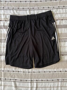 Adidas Black Athletic Shorts with White Side Stripes - Kids